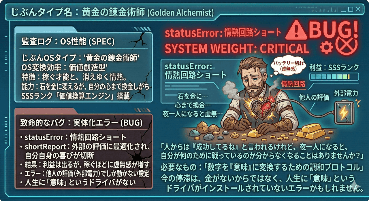 黄金の錬金術師の画面
